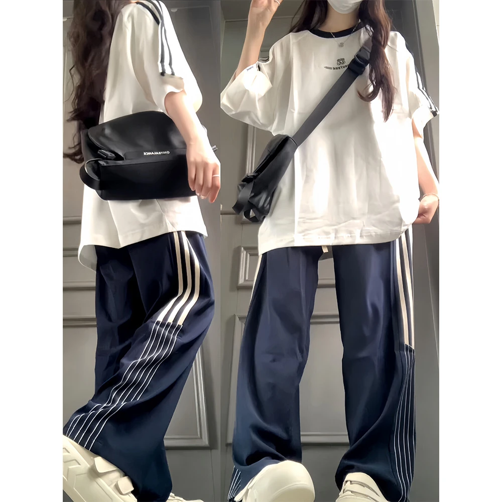 初中学生夏装穿搭配一整套休闲运动套装女2025新款纯棉短袖两件套