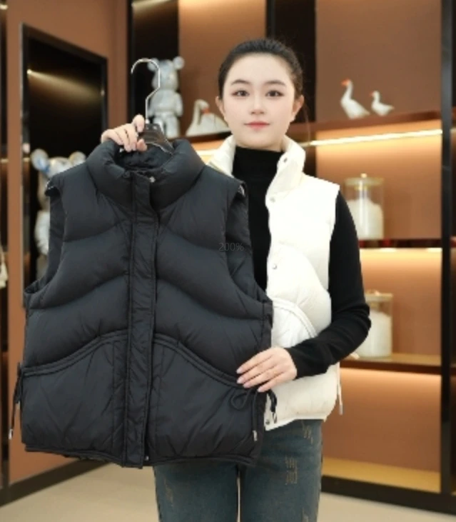 春季新款羽绒马甲女时尚纯色羽绒服马甲短外套