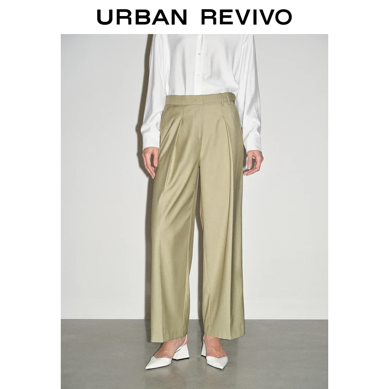 UR2024春季新款女装时尚通勤垂坠感立体显瘦阔腿裤UWG640027