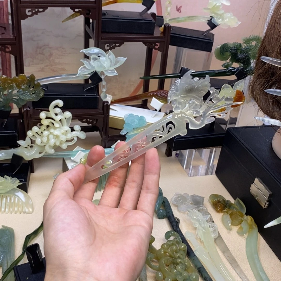 蛇纹石玉合金发饰