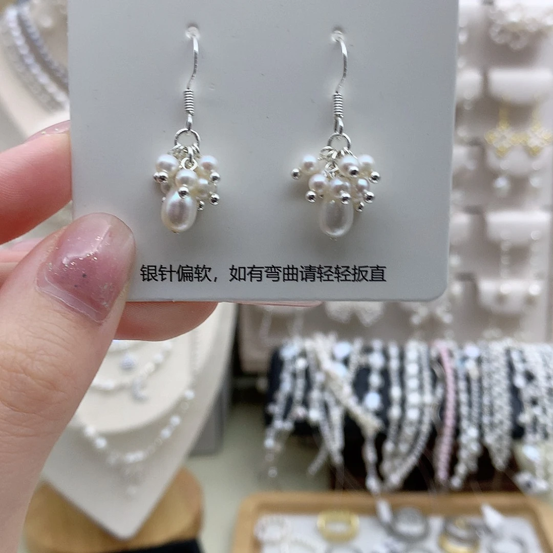 淡水珍珠耳饰银S925镶嵌