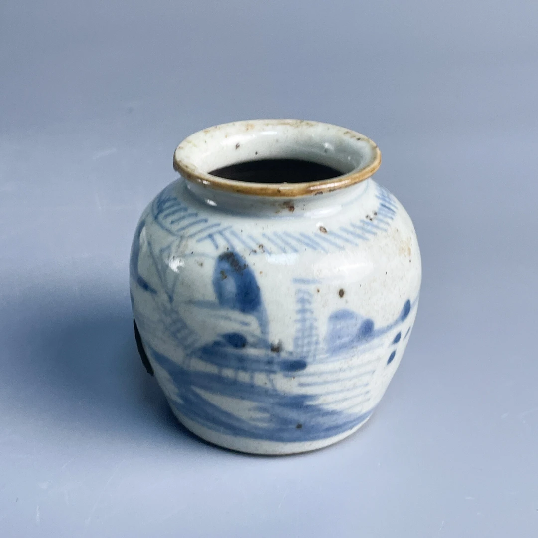 M25KT008C29 - 清中期 青花山水纹小罐7