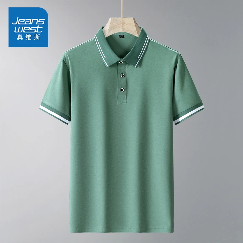 Jeanswest/真维斯商务休闲POLO衫男款夏季修身翻领百搭短袖T恤男
