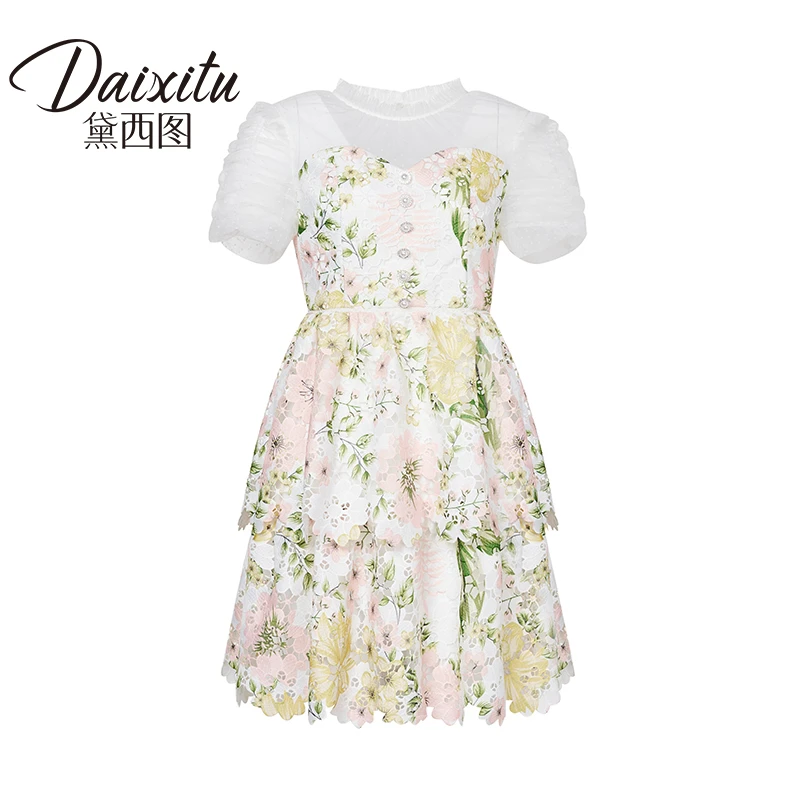 【老板娘夏天】透纱拼接热情刺绣花朵重工连衣裙1011000T32L0093