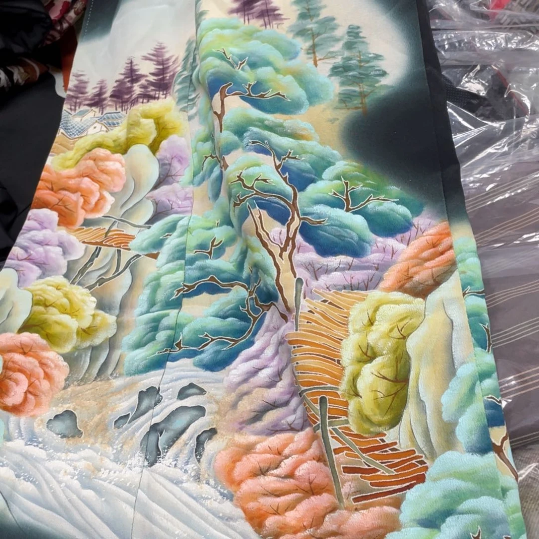 旧***鸢织绣和服刺绣柔软