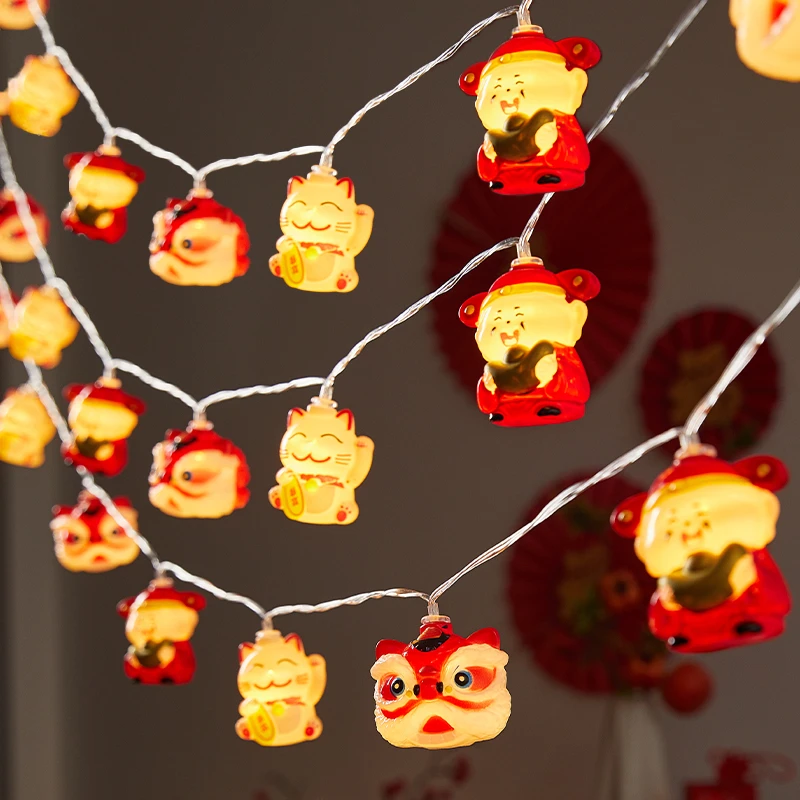 2025新年挂饰醒狮led彩灯闪灯串灯春节庭院室内户外氛围装饰挂件