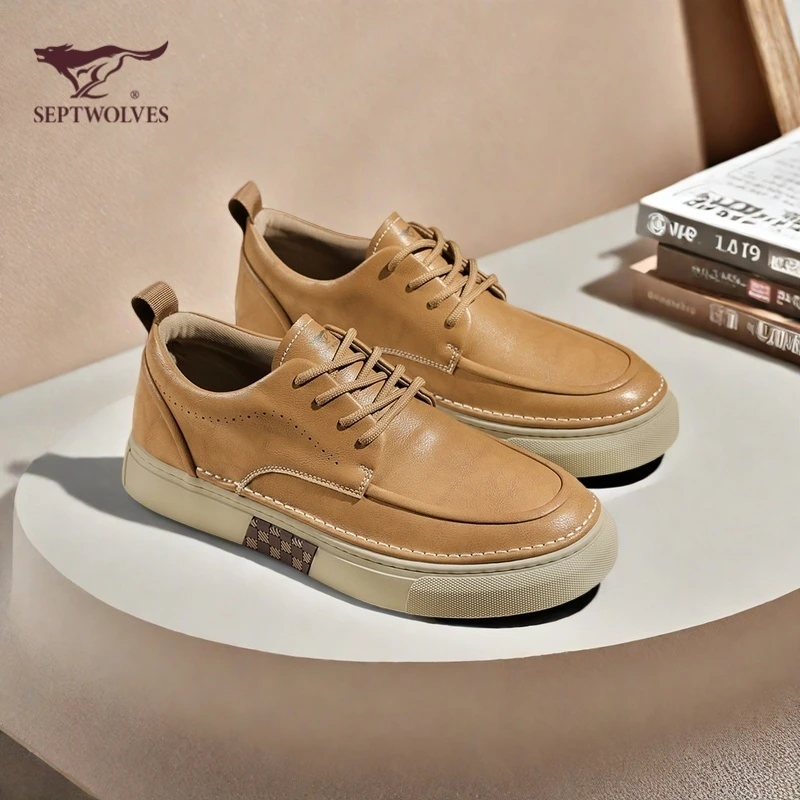 七匹狼男鞋2025年秋季新款休闲皮鞋男士百搭商务板鞋潮流时尚0974