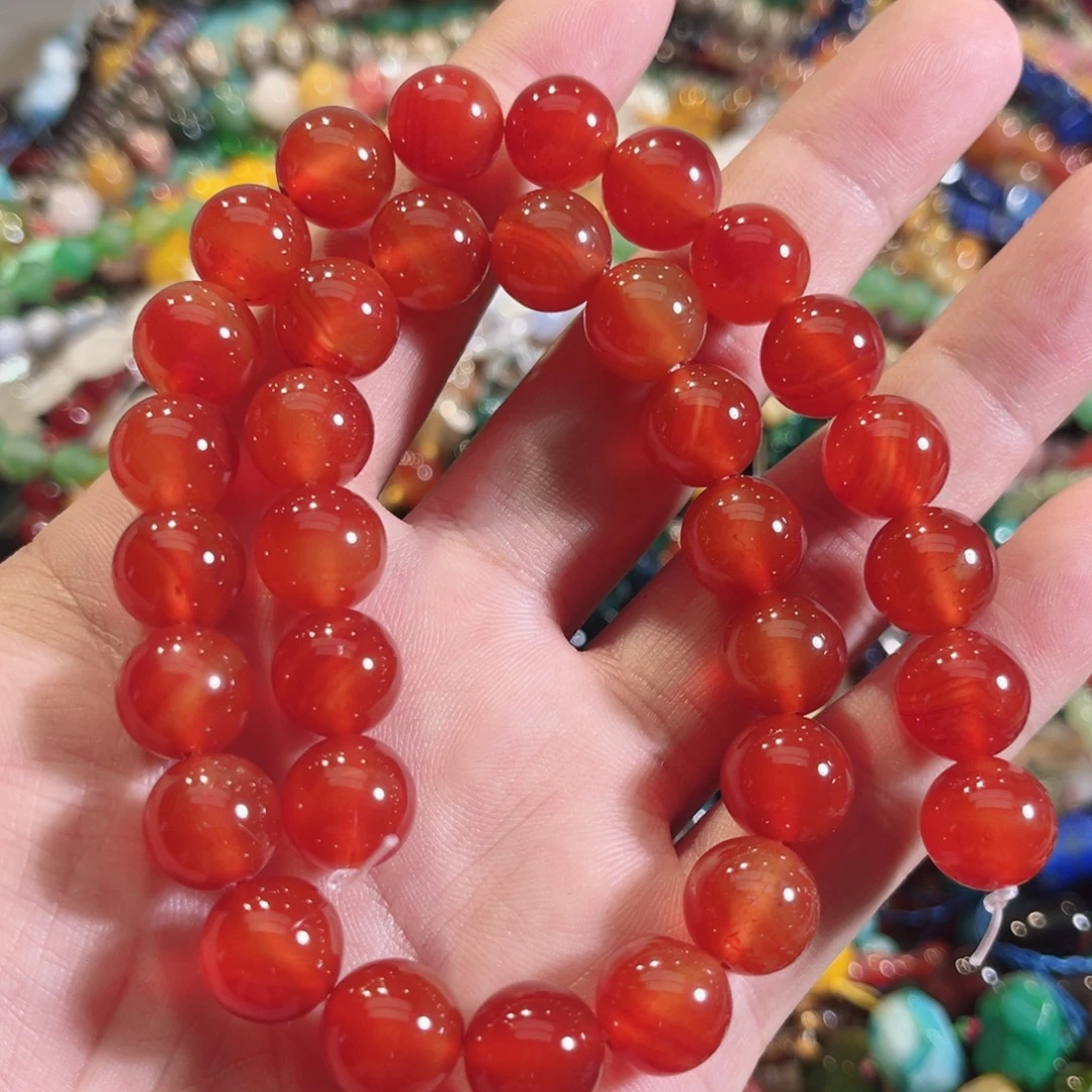 未镶嵌玛瑙/玉髓珠宝半成品红玛瑙一条12mm