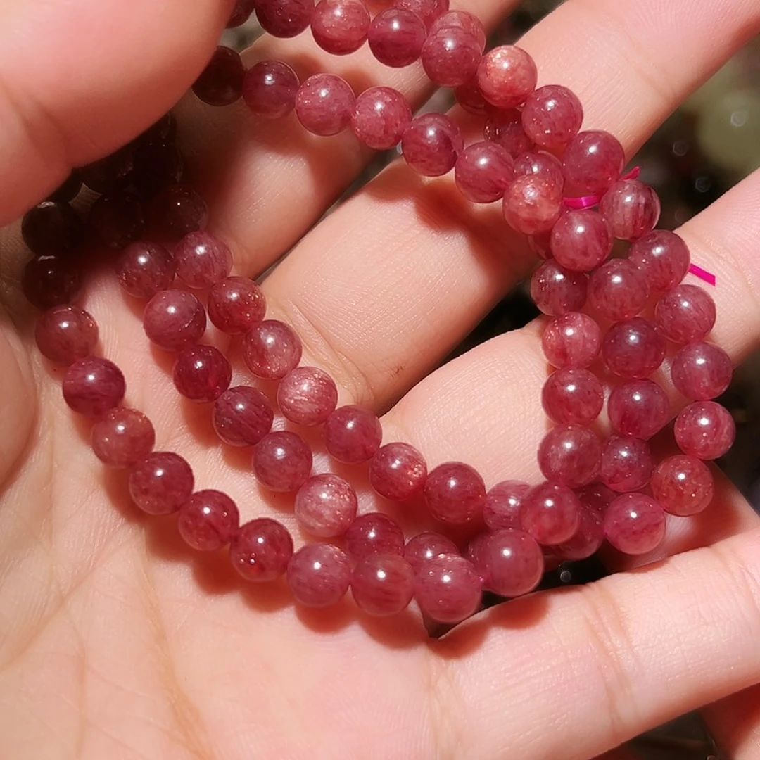 水晶手链未镶嵌鸽血红草莓晶多圈