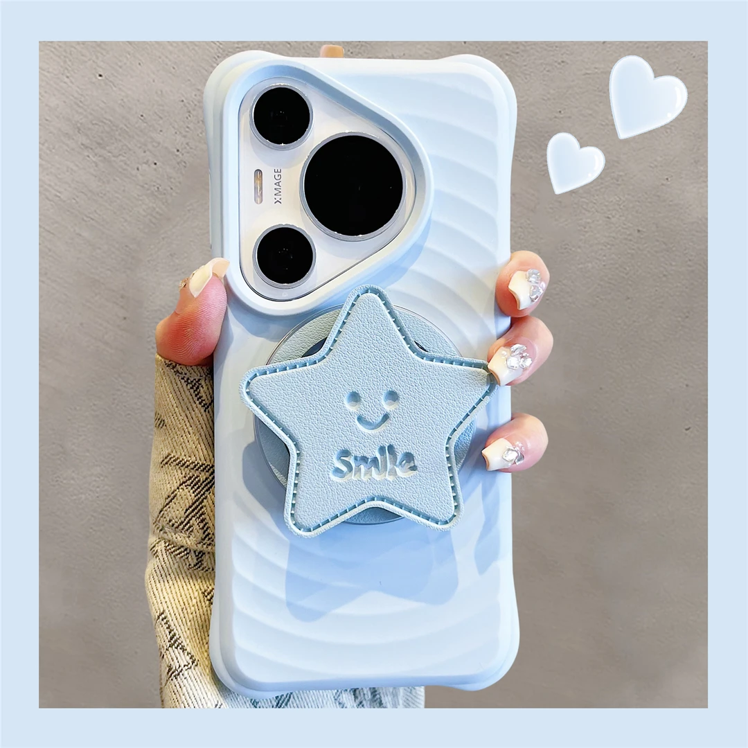 适用华为pura70pro+手机壳波漾液态硅胶星星磁吸支架mate70/60pro