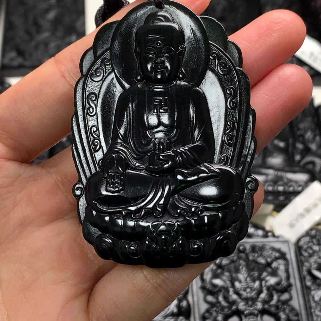 天然缅甸a货钢琴黑挂件
