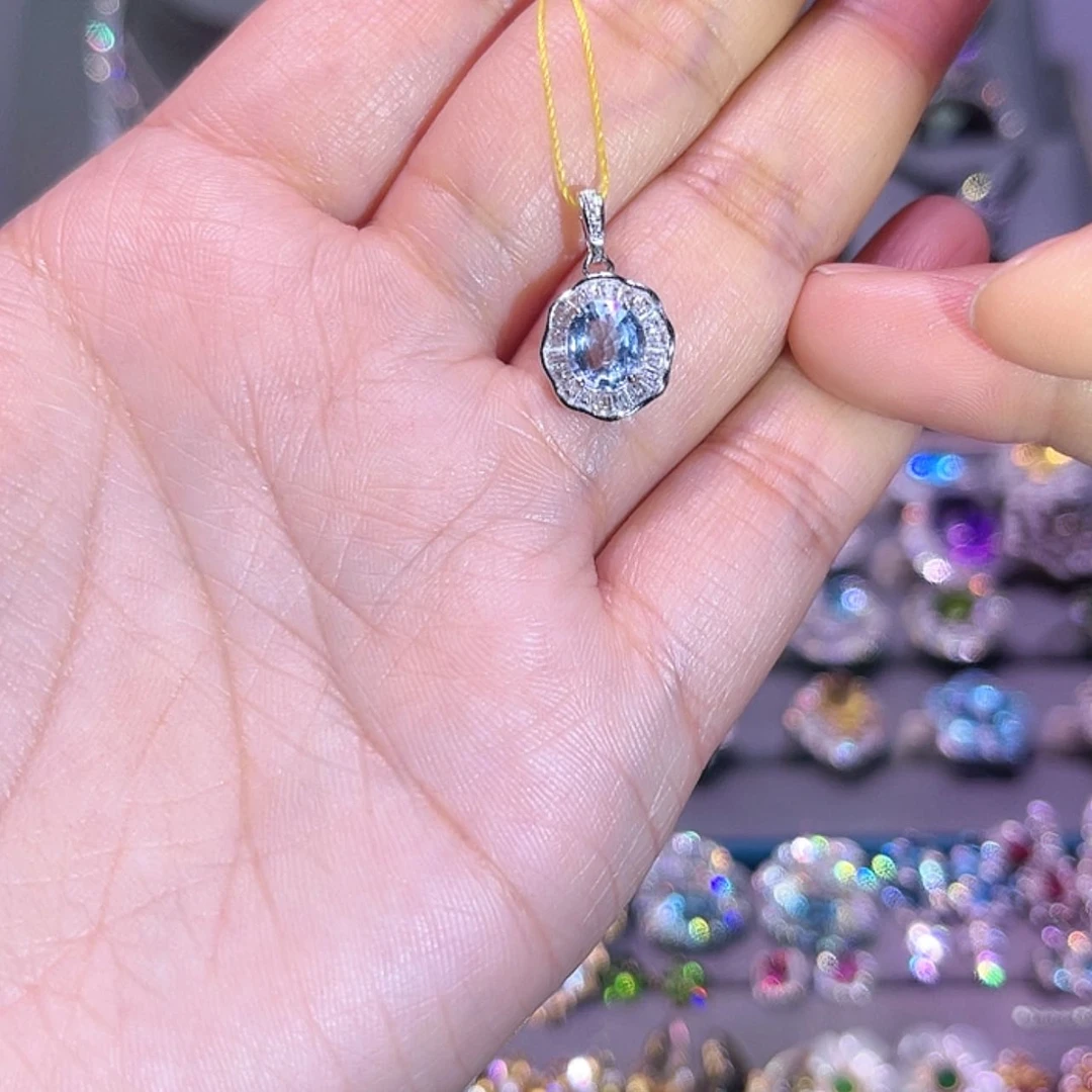 【闪购商品】海蓝宝石吊坠(赠链)银S925镶嵌