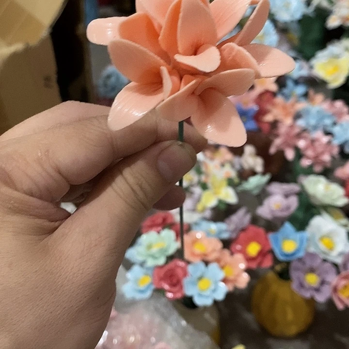 瓷片纯手工陶瓷花摆件瑕