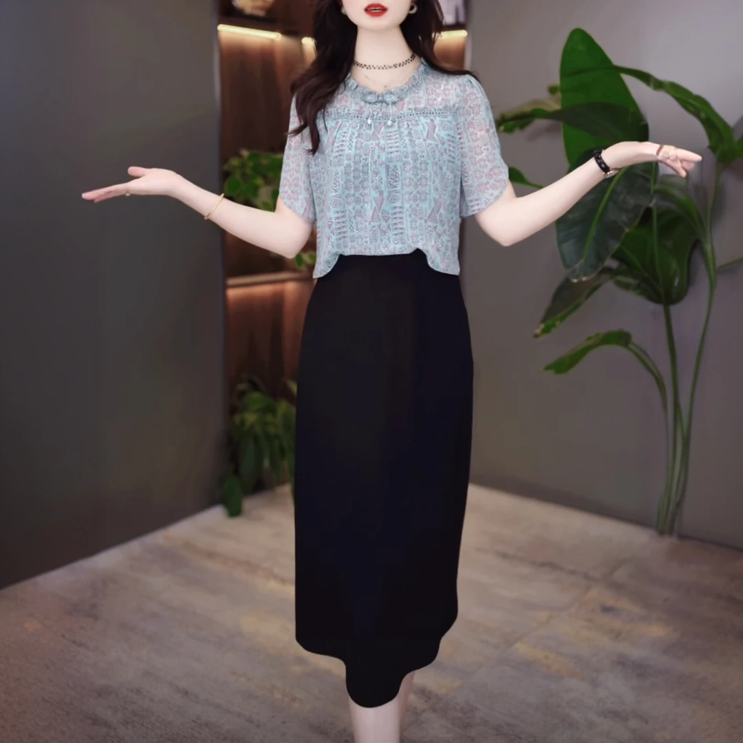 【连衣裙】2025夏季新款显瘦黑色气质遮肚裙子女装连衣裙MY25Y1866