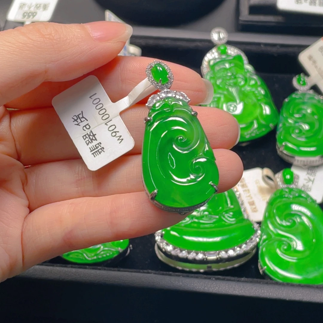 翡翠银S925镶嵌吊坠(不含链)