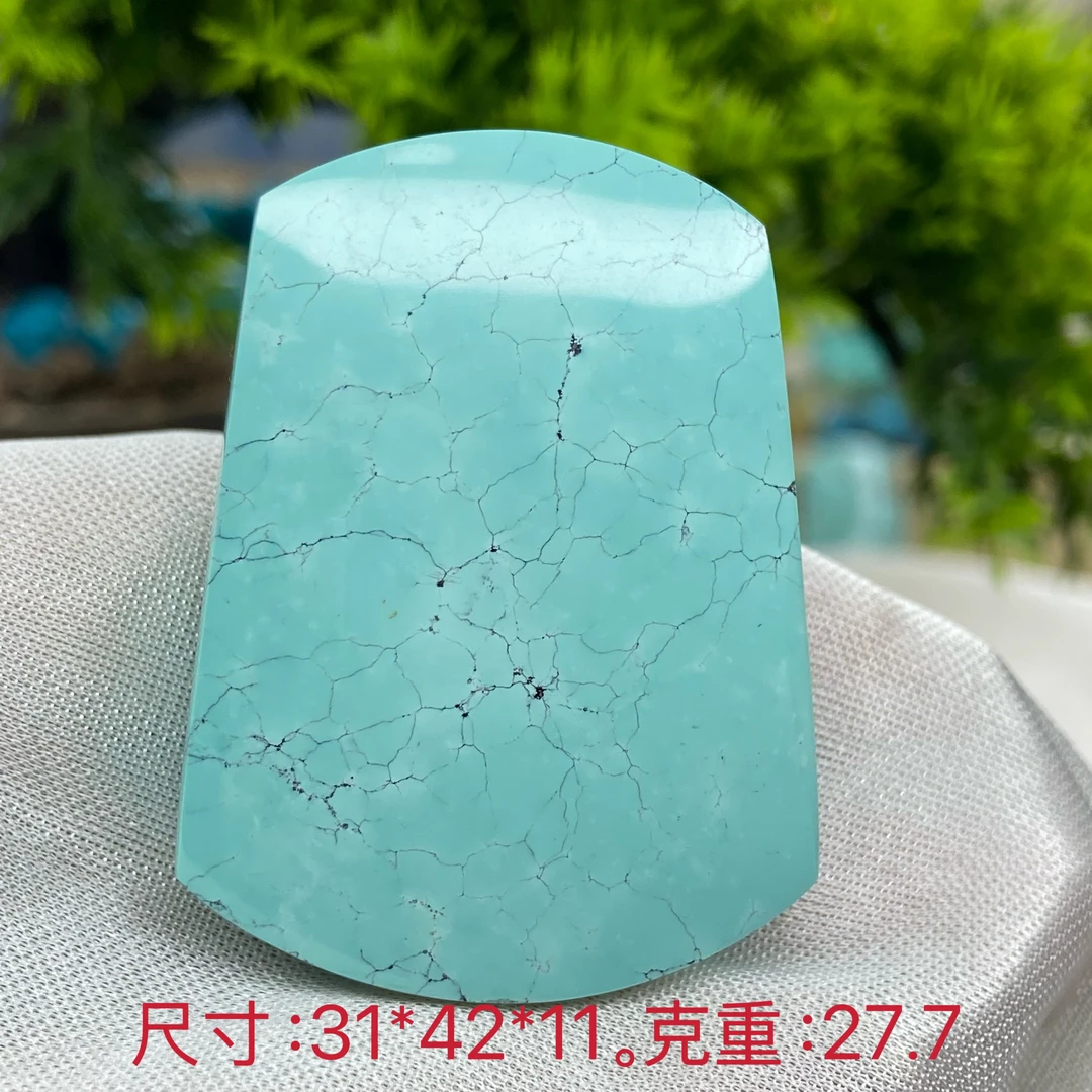 原矿绿松石精品白蓝料网花平安无事牌吊坠时尚百搭男女保真天然