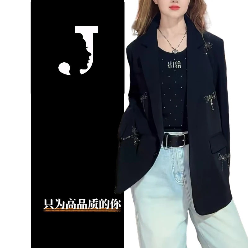 极度空间时尚穿搭：新款蜻蜓西装高品烫钻设计高级感时尚廓形外套