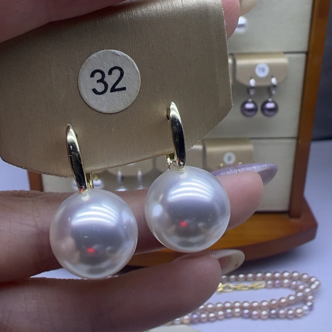 银S925镶嵌耳饰淡水珍珠