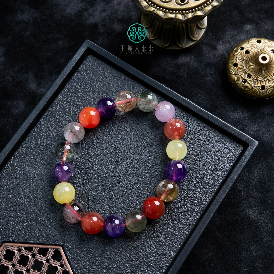 石惑珠宝~水晶单圈多宝圆珠手串约10mm