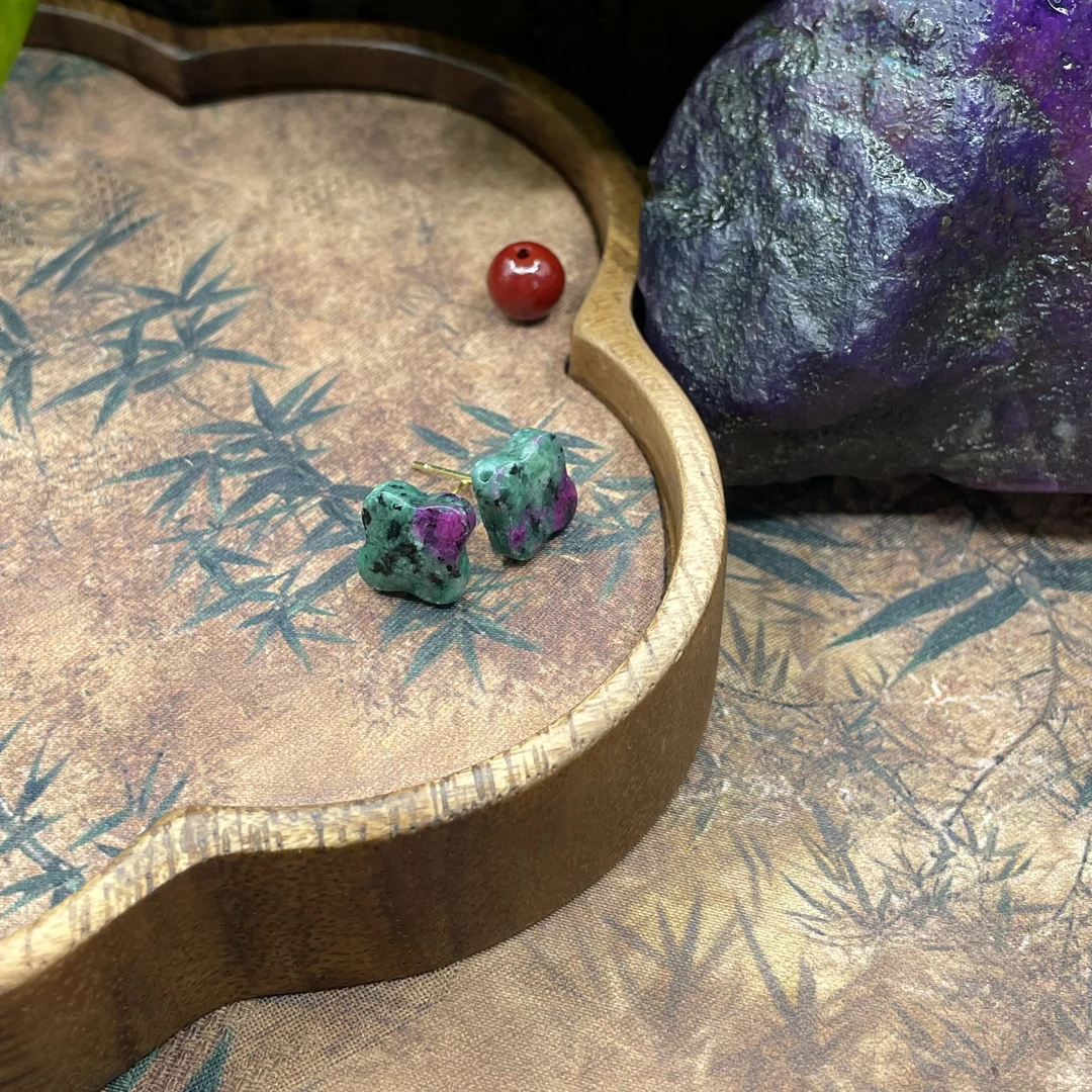 含辰砂工艺品【繁花珠宝甄选】含辰砂工艺品耳饰HX324