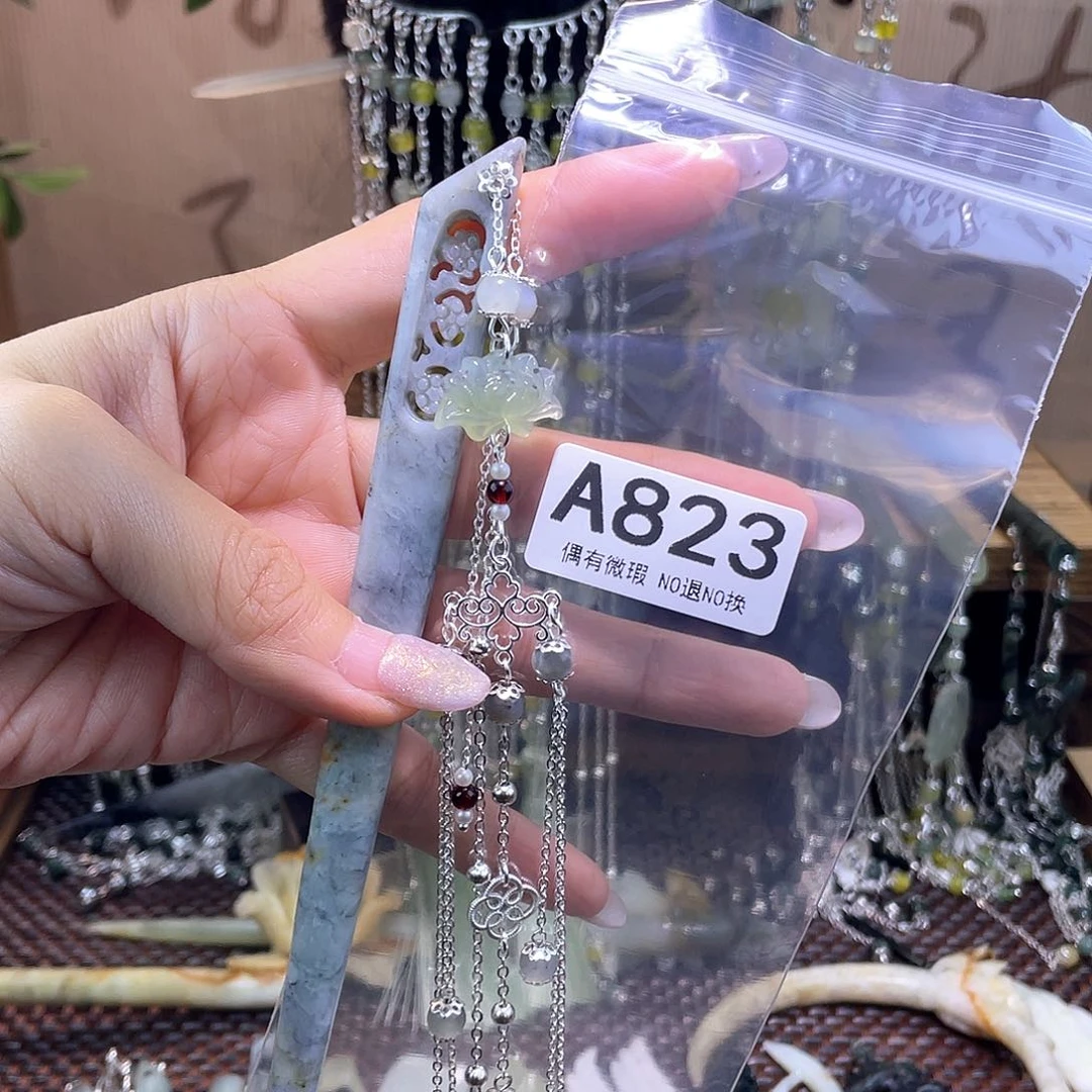 蛇纹石玉发饰合金橙****子