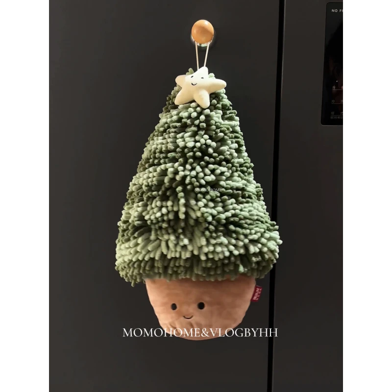 MOMO卡通圣诞树雪尼尔擦手公仔 多功能小树创意擦手巾毛绒玩具