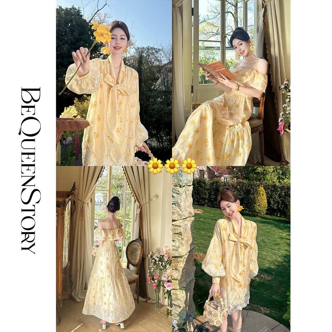 余潇潇【雏菊的夏天】精美绣花天丝混纺连衣裙&上衣夏装新款