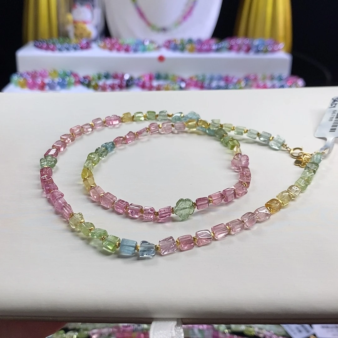 未镶嵌手链碧玺方糖锁骨链