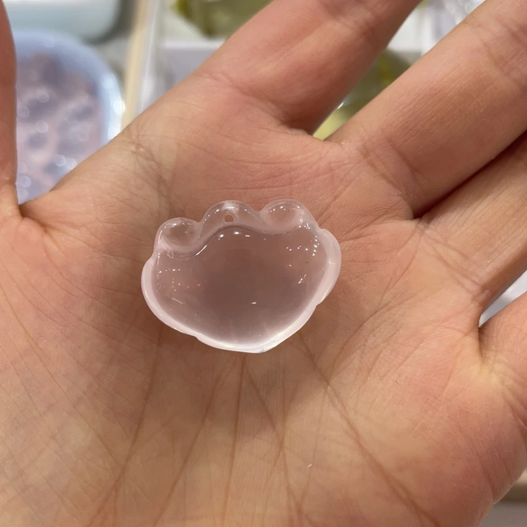 水晶如意吊坠未镶嵌莫桑粉