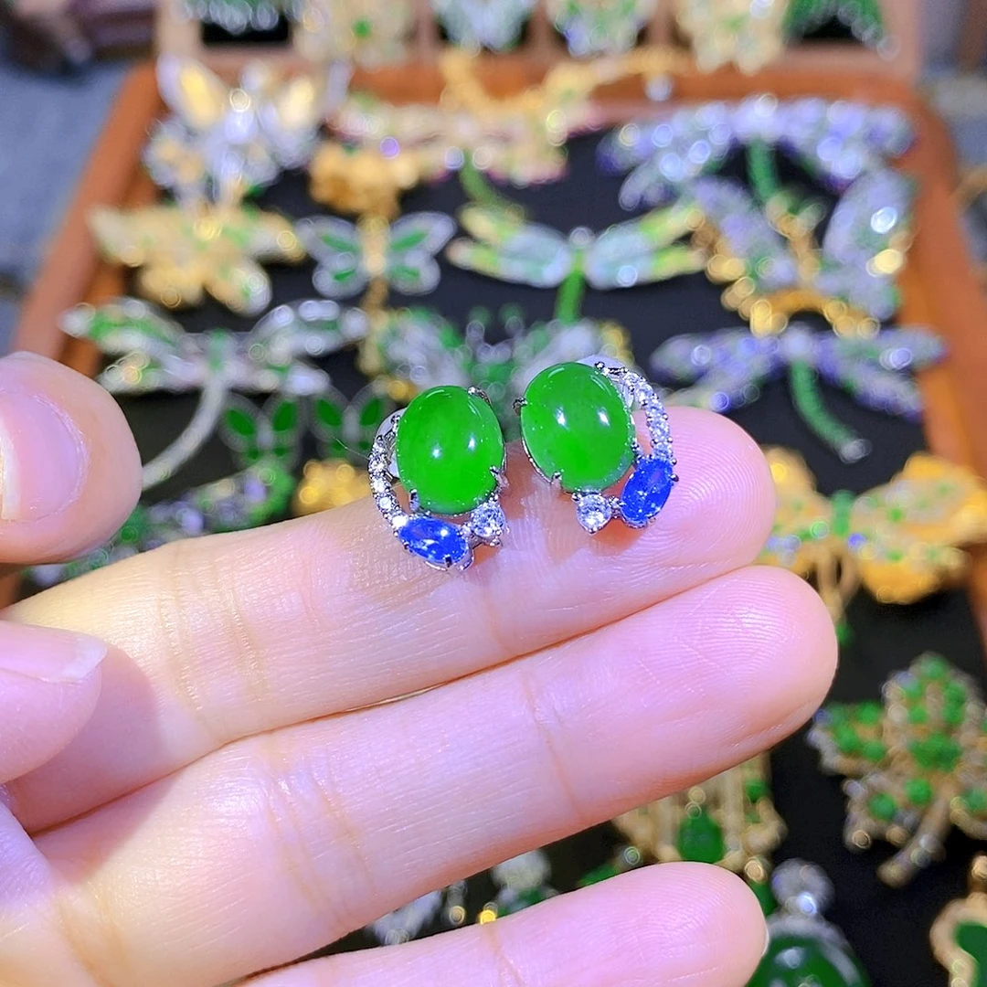 吊坠(不含链)银S925镶嵌翡翠