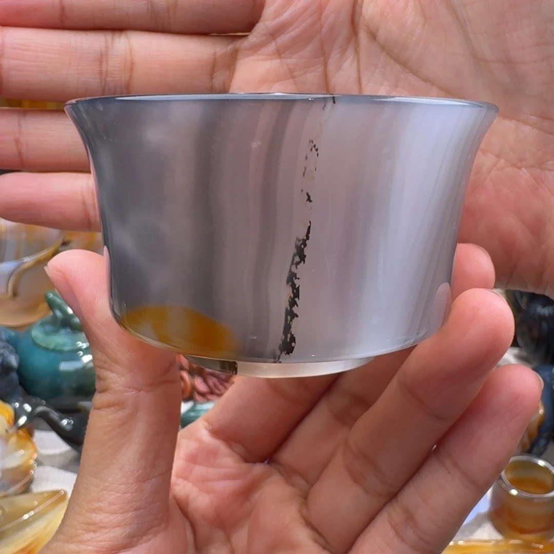 玛瑙/玉髓玛瑙茶杯80毫升未镶嵌