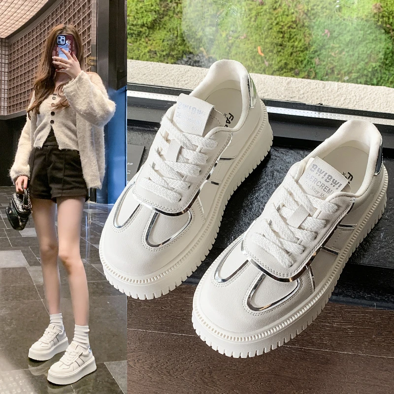 2025新款厚底小白鞋女时尚休闲鞋百搭板鞋子春季韩版学生女鞋子