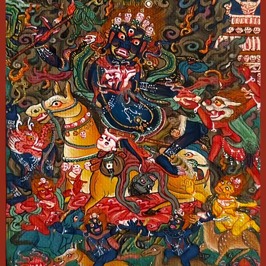 吉祥天母 唐卡复刻半手绘