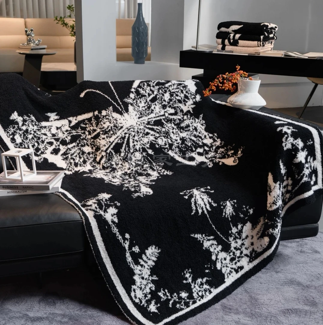 蝴蝶午睡毯沙发针织半边绒午休绒毯床上装饰软绵绵秋冬沙发沙发毯