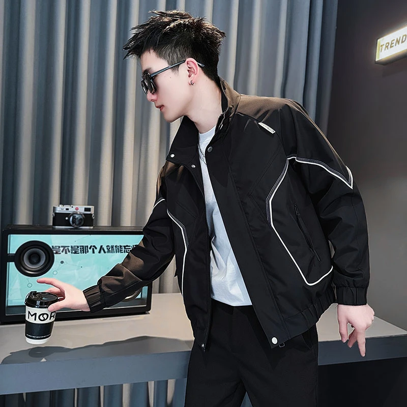 男士外套春秋2025新款爆款网红洋气炸街男装衣服痞帅休闲立领夹克