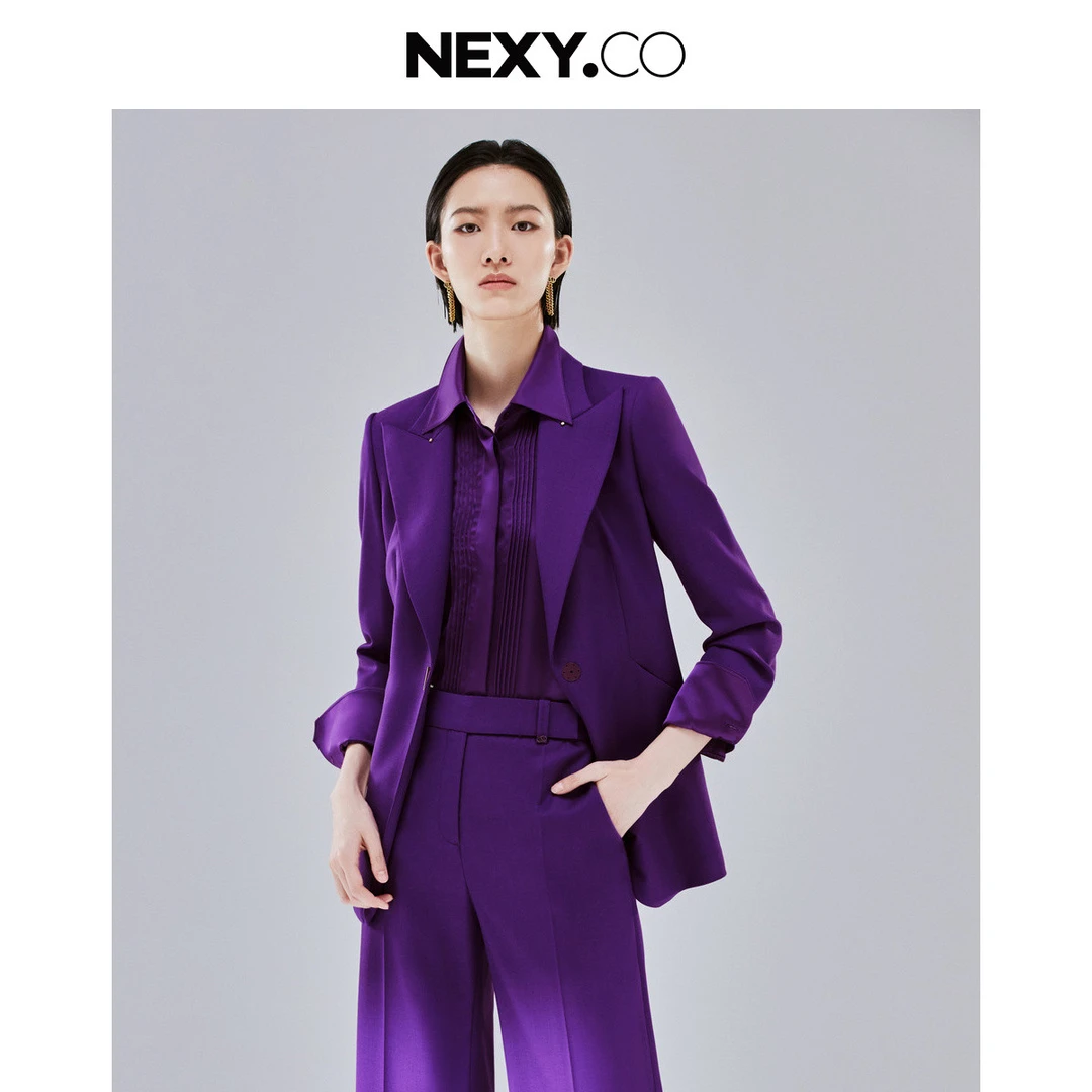 【晨粉专享价】NEXY.CO/奈蔻秋季商务通勤气质贵气紫舒适条纹