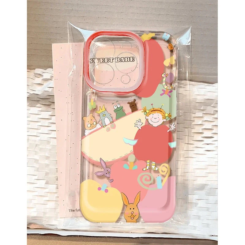 大苹果女孩适用苹果13手机壳iPhone14promax16全包可爱15透明防摔