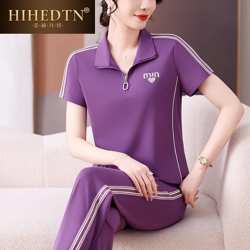 时尚休闲运动套装女士夏季新款韩版宽松显瘦短袖上衣直筒裤两件套