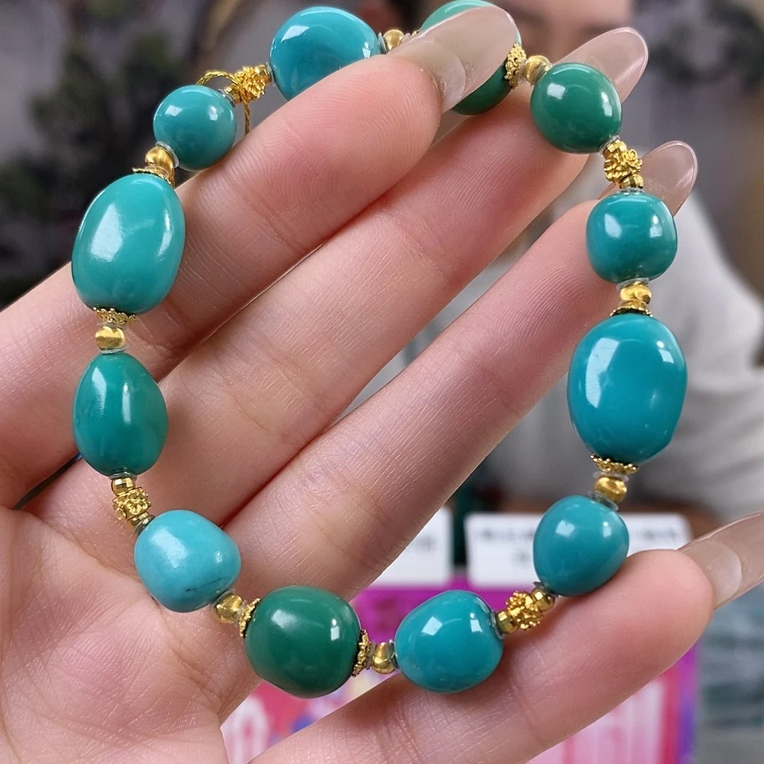 绿松石18K金镶嵌珠宝奇石