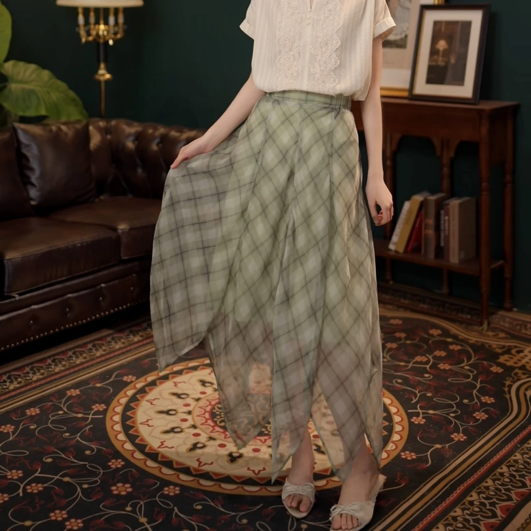 琦琦【夏夜烟火】时尚气质半裙高腰百搭复古半身裙裙子YT1688016