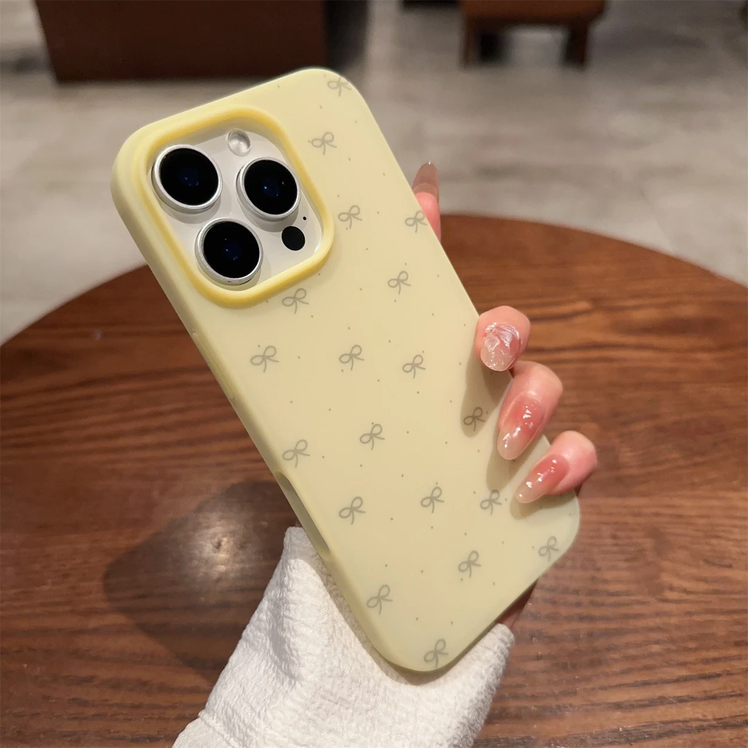 冰透超薄蝴蝶结适用苹果15pro手机壳14promax简约防摔16全包按键