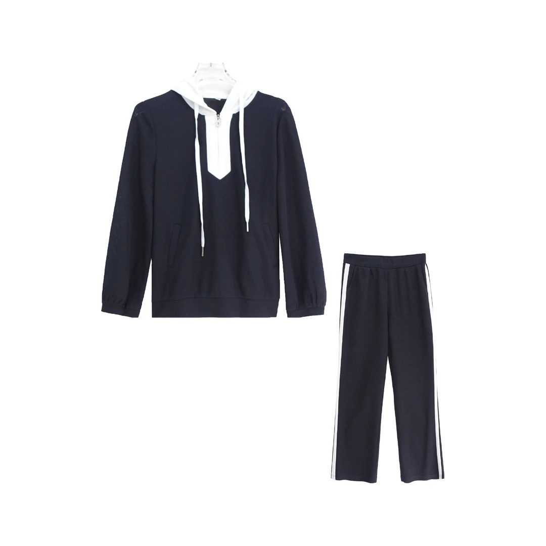 新款显瘦减龄连帽卫衣阔腿裤套装S1937