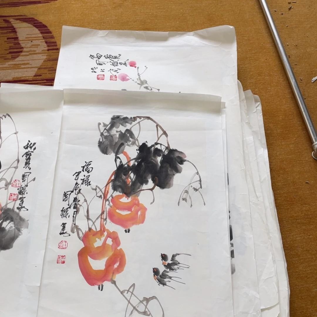 国画漠*四尺三开作品111111