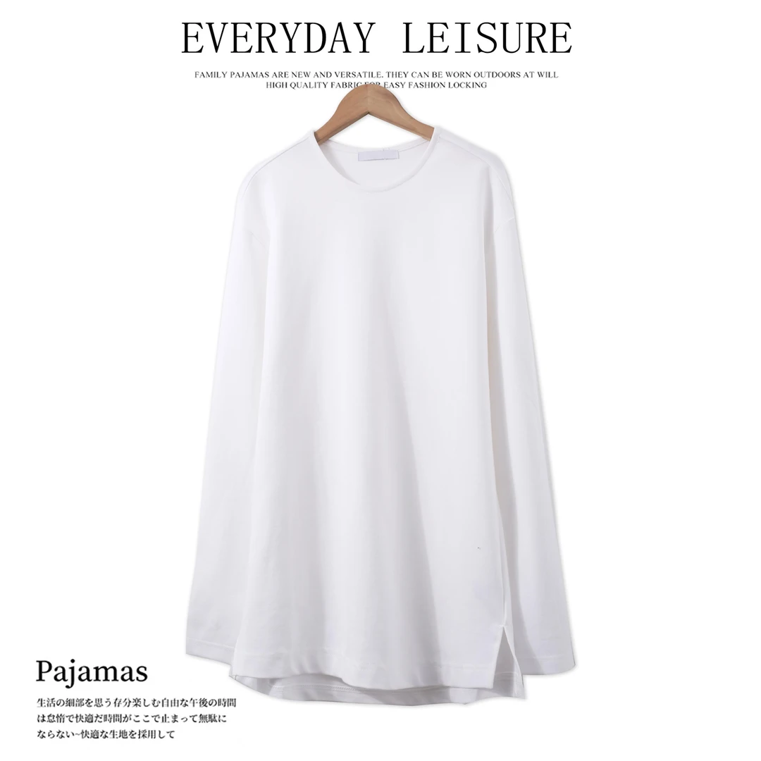 春夏季男士长袖纯色圆领T恤舒适显瘦01471休闲透气百搭