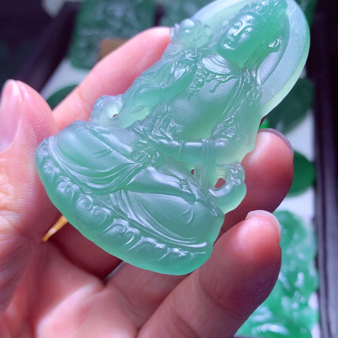 墨****定制翡翠未镶嵌天然翡翠A货毛货挂件