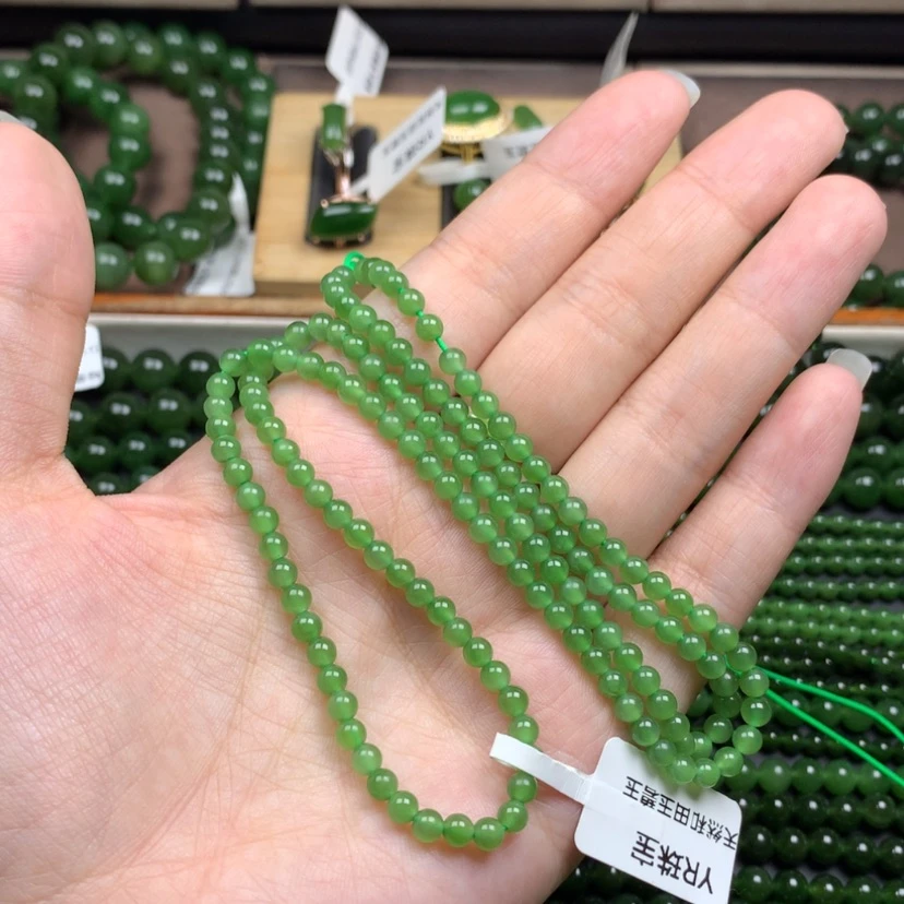 【闪购商品】颈饰未镶嵌和田玉（碧玉）4m苹果绿无黑