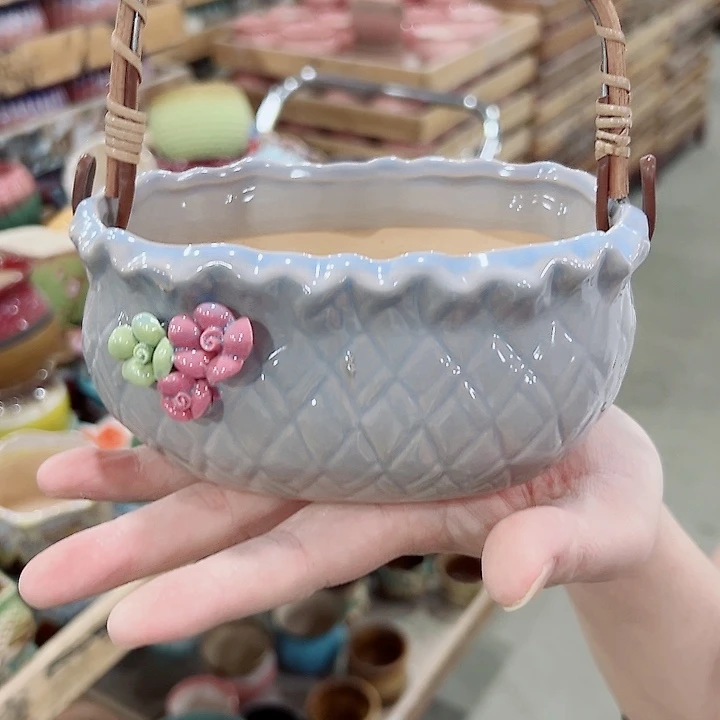 有孔.凑满10元发货多肉陶瓷花盆！