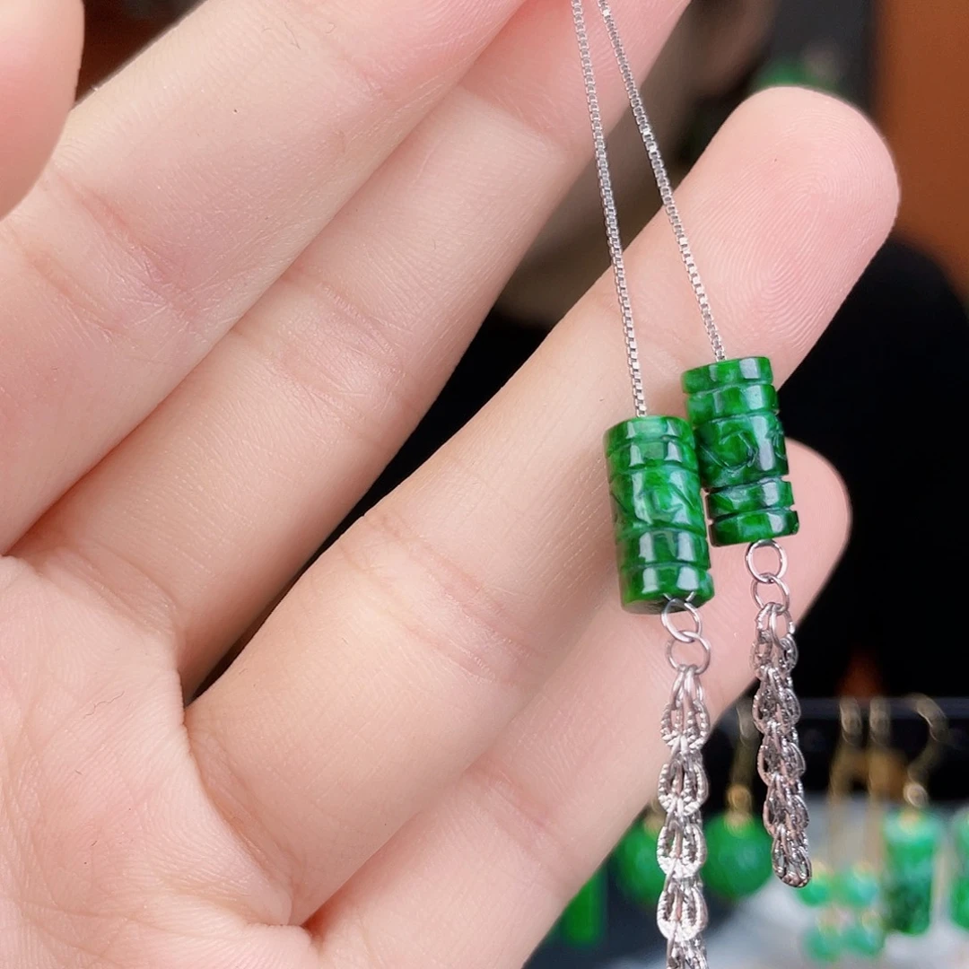 翡翠银S925镶嵌耳饰