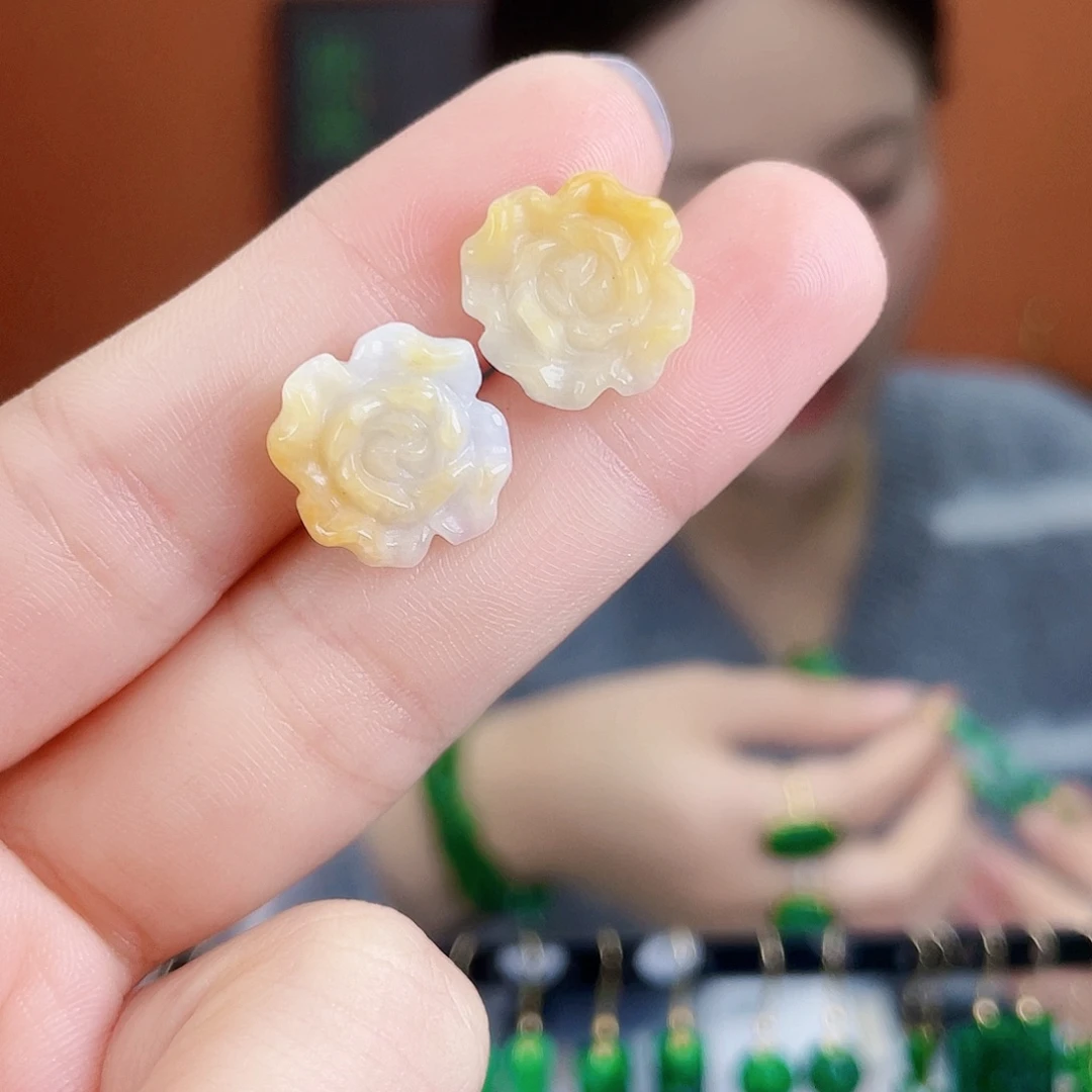 翡翠未镶嵌耳饰饰品