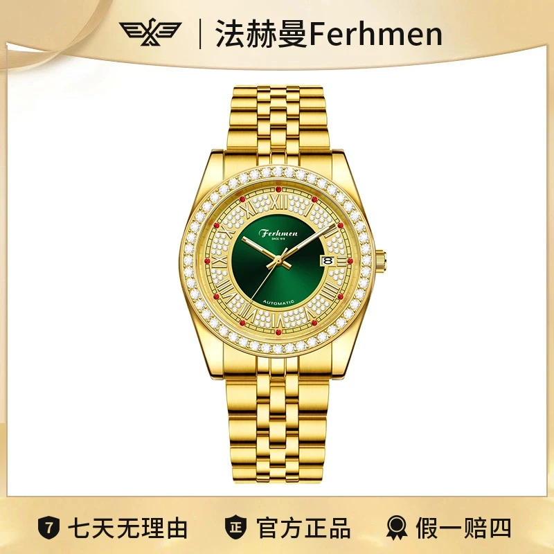 流金系列《日志款》商务夜光全自动男士腕表F8585